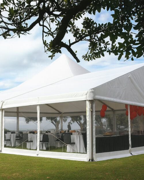 Pavilion White Roof Clear Walls hire Adelaide
